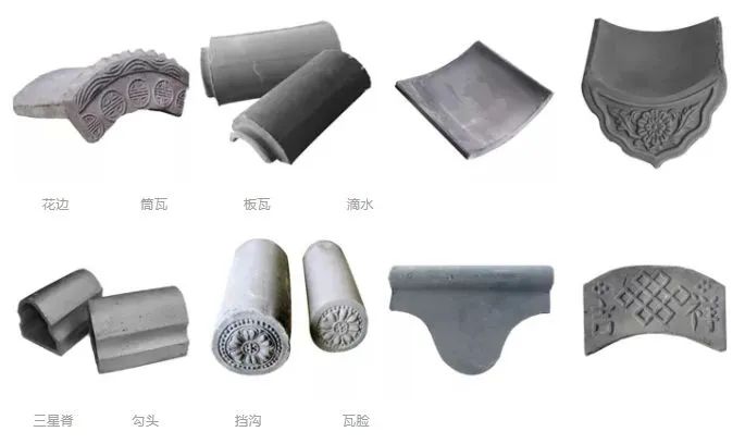 (1)根据小青瓦在建筑部位的运用,可分为勾头,滴水,筒瓦,板瓦,罗锅